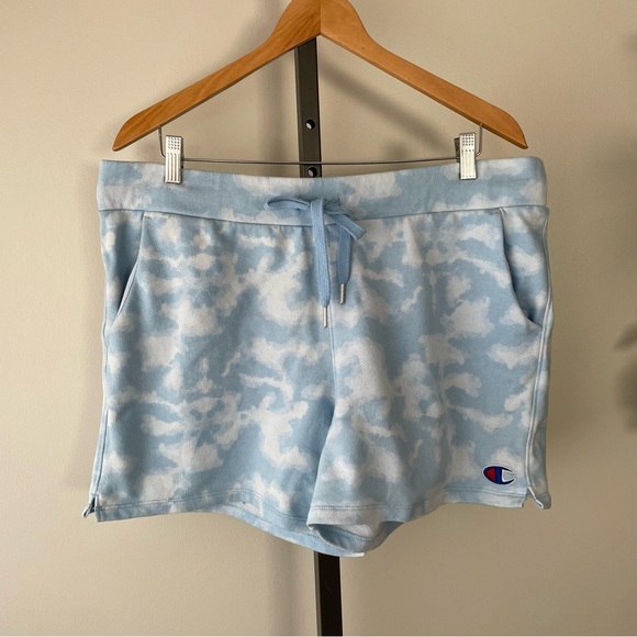 Champion Tie Dye Casual Athletic Gym Lounge Shorts Blue White Size XL - Picture 1 of 7